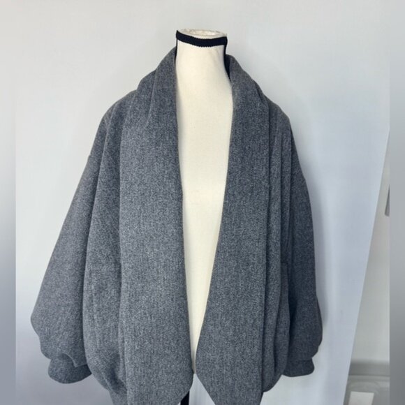 Vivian Shyu Oversized Grey Draped Bomber Kimono Coat – Size M - Picture 2 of 16